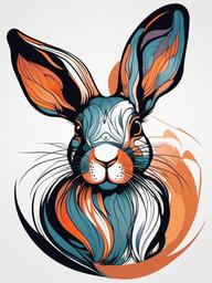 lop rabbit tattoo  minimalist color tattoo, vector