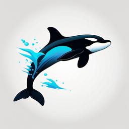 Orca Clip Art - A powerful orca breaching above the surface,  color vector clipart, minimal style  minimalist design, white background, professional color logo vector art