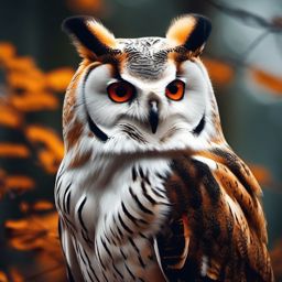 A beautiful white owl, a beautiful fox all in wood nature, mesmerizing beautiful iphone wallpaper iphone Xr colorful and lively