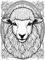 Sheep Coloring Pages - Woolly Farm Animal  black outline printable coloring page