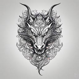 Awesome Dragon Tattoos - Dragon tattoos that are particularly impressive or awe-inspiring.  simple color tattoo,minimalist,white background