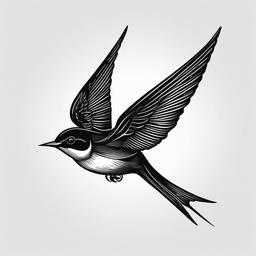 Swallow Traditional Tattoo - Vintage swallow design  minimalist tattoo design, white background