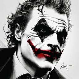 pencil drawing of joker  minimal rough sketch scribbles,doodles,black and white