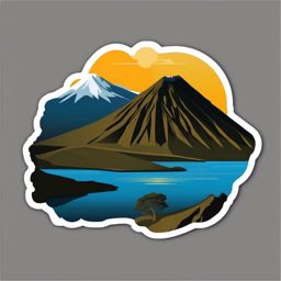 Ecuador Quilotoa Lake sticker- Volcanic crater lake in the Andes of Ecuador, , sticker vector art, minimalist design