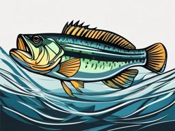 Bass clipart, A beautiful bass fish swimming in clear waters.  simple, 2d flat