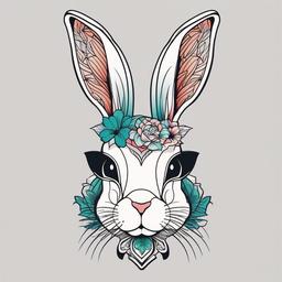 cool bunny tattoos  minimalist color tattoo, vector