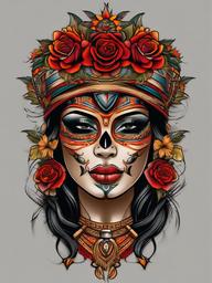 chicano art tattoo  simple vector color tattoo