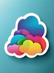 Cloud with Rainbow Sticker - Fluffy cloud with a vibrant rainbow, ,vector color sticker art,minimal