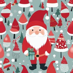 Christmas gnome clipart, A whimsical Christmas gnome with a red hat.  simple, 2d flat