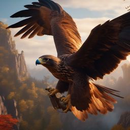 Peryton Fledgling Soaring with a Falconer detailed matte painting, deep color, fantastical, intricate detail, splash screen, complementary colors, fantasy concept art, 8k resolution trending on artstation unreal engine 5