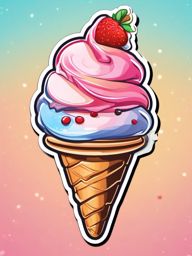 Cute Ice Cream Cone sticker- Sweet Frozen Delight, , color sticker vector art