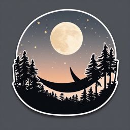 Sleeping Crescent Moon Sticker - Nighttime serenity, ,vector color sticker art,minimal