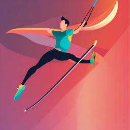 Pole Vaulting Clipart - A pole vaulter aiming for a high jump.  color vector clipart, minimal style