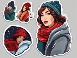 Winter scarf sticker- Cozy and stylish, , sticker vector art, minimalist design