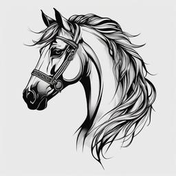 lucky horse tattoo  simple color tattoo,minimal,white background