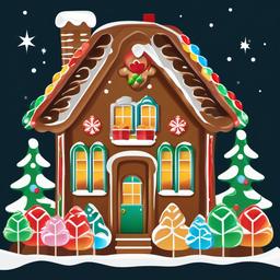 Gingerbread House clipart - gingerbread house with colorful windows  color,minimalist,vector clipart