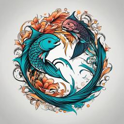 best pisces tattoo  simple vector color tattoo