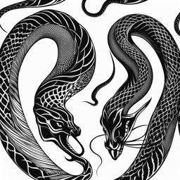 Black mamba tattoo, Tattoos inspired by the iconic and venomous black mamba snake. colors, tattoo patterns, clean white background