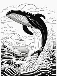 Whale Coloring Pages - Largest Mammal in the Ocean  black outline printable sheet, coloring page