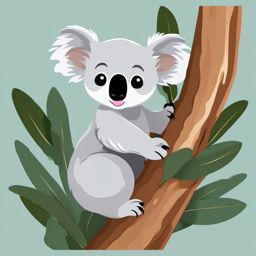 Cute Koala in an Australian Eucalyptus Grove  clipart, simple