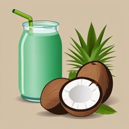 Coconut Water Drink Clipart - A refreshing coconut water drink.  color vector clipart, minimal style