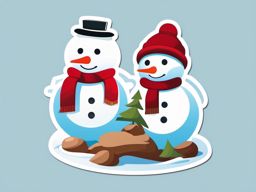 Snowman sticker, Frosty , sticker vector art, minimalist design