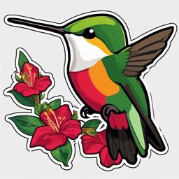 Ruby-Throated Hummingbird Sticker - A dazzling ruby-throated hummingbird sipping nectar, ,vector color sticker art,minimal