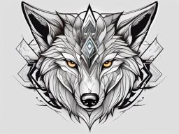 Neo Traditional Wolf,modern take on the traditional wolf, reflecting contemporary values and aesthetics. , tattoo design, white clean background