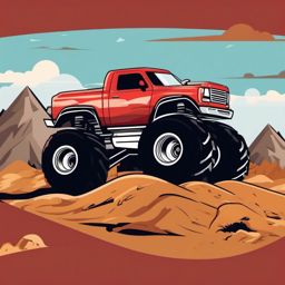 Monster Truck Clipart - A monster truck crushing obstacles.  color vector clipart, minimal style