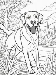 Labrador Retriever Coloring Pages - Friendly and Energetic Dog in Action  minimal black outline printable sheet, coloring page