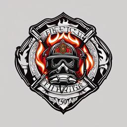 simple small firefighter tattoos  simple color tattoo,white background