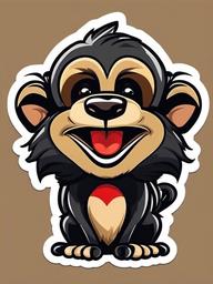 Baboon cartoon - cheeky primate with a big smile  cartoon sticker style