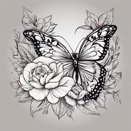 floral tattoo with butterfly  