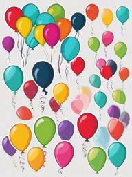 Birthday Balloons clipart - Bunch of festive birthday balloons, ,vector color clipart,minimal