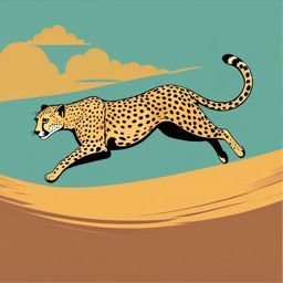 Cheetah Clip Art - A speedy cheetah in pursuit,  color vector clipart, minimal style