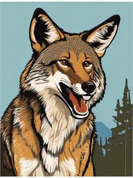 Coyote cartoon - cunning, wild canine of North America  