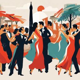 Buenos Aires clipart - Obelisco and Tango dancers in Argentina, ,color clipart vector style