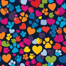 Paw Print clipart - colorful paw prints with hearts  