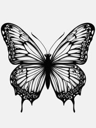 butterfly dark tattoo  simple color tattoo, minimal, white background