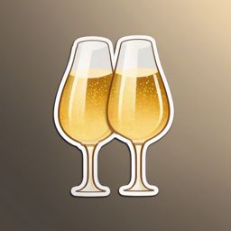 Champagne Toast Emoji Sticker - Celebrating love with bubbly, , sticker vector art, minimalist design