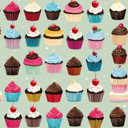 Birthday Cupcakes clipart - Delicious birthday cupcakes, ,vector color clipart,minimal