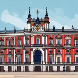 Madrid clipart - Royal Palace of Madrid and Plaza Mayor,  color vector clipart