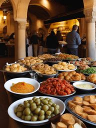 alhambra, spain - samples a diverse selection of tapas at a bustling local food market. 