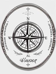 Not All Who Wander Are Lost Compass Tattoo - Compass tattoo with the quote Not all who wander are lost.  simple vector tattoo,minimalist,white background