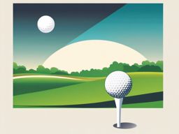 Golf Tee and Ball Clipart - A golf ball on a tee, ready for a drive.  color vector clipart, minimal style