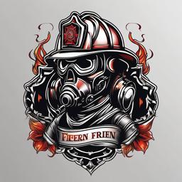 cool fireman tattoos  simple color tattoo,white background