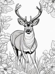 Deer Coloring Pages - Deer looking curiously at a ladybug  simple coloring pages