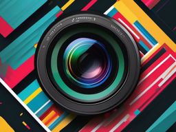 Photography Lens Sticker - Focused capture, ,vector color sticker art,minimal