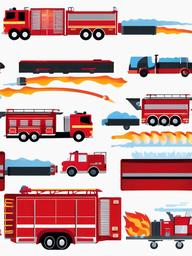 Fire Truck clipart - fire truck spraying water on a fire  color,minimalist,vector clipart