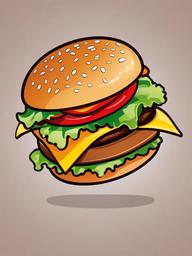 Hamburger clipart - cartoon hamburger jumping with joy  color,minimalist,vector clipart